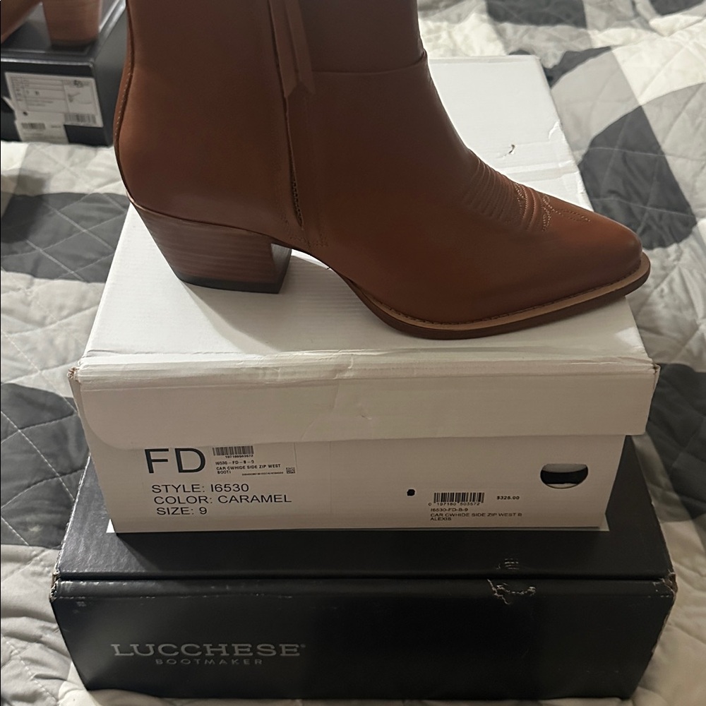 Lucchese Brown Leather Heeled Boots - Picture 2 of 5